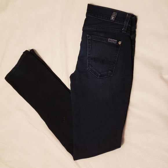 7 for all Mankind Slim Straight Jeans Dark Wash Womens Luxury Classic Summer - Picture 7 of 12